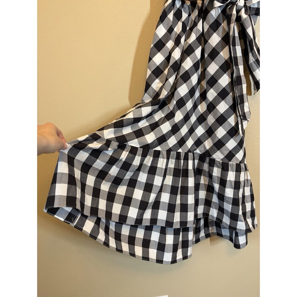 J.Crew Gingham Faux-Wrap Cotton Poplin Midi Dress 00 NWT Black & White Classic - Picture 5 of 11